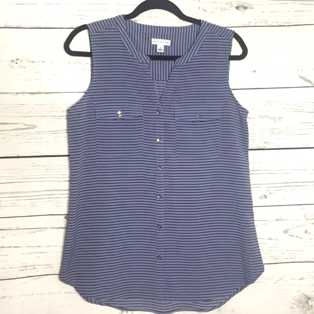 Croft & Barrow Stripe Sleeveless Blouse Sm…